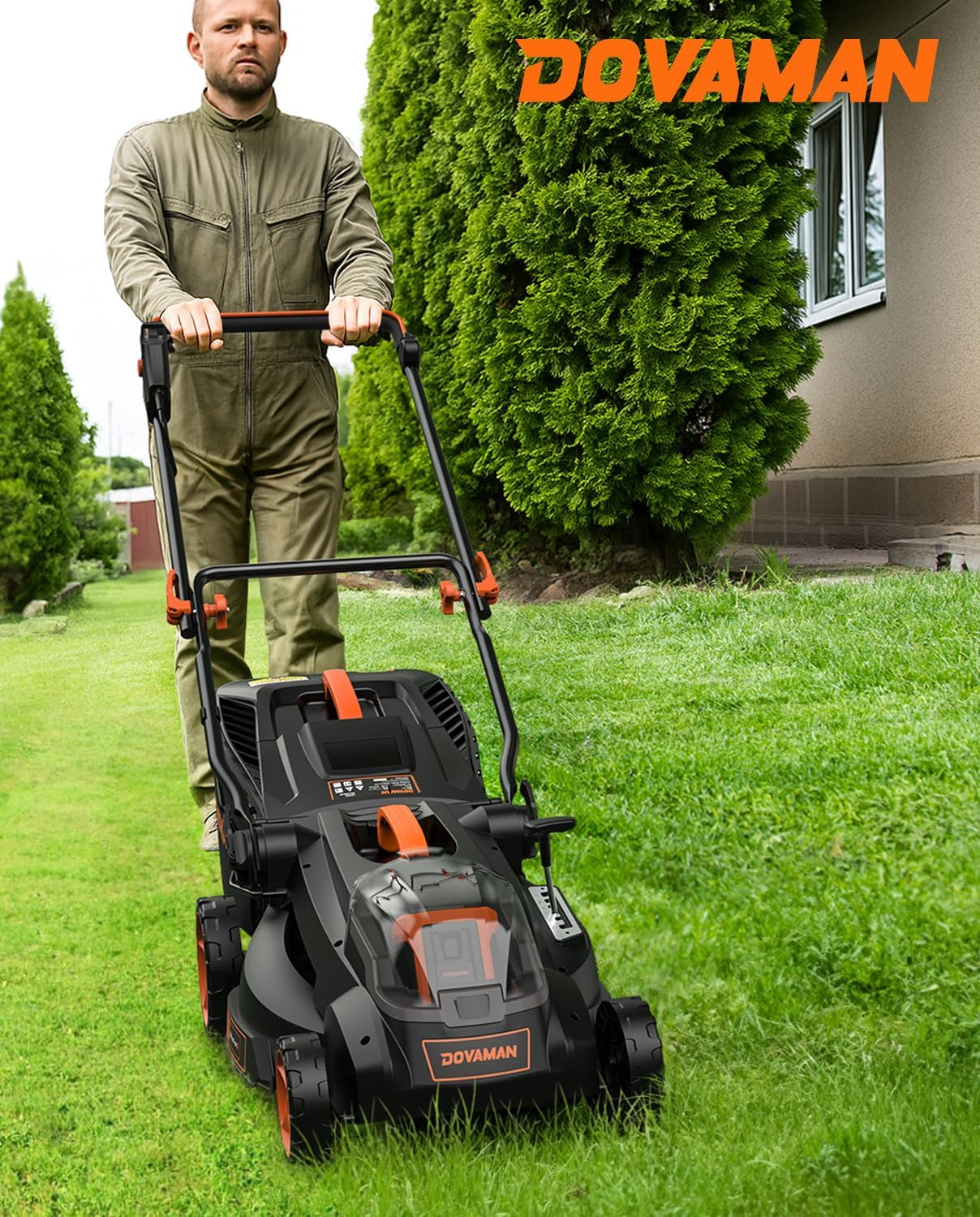 DOVAMAN LD40A 19Inch Brushless Lawn Mower, 40V Powerful Cordless Lawn Mower, Effortless Single-Lever Height Adjustment
