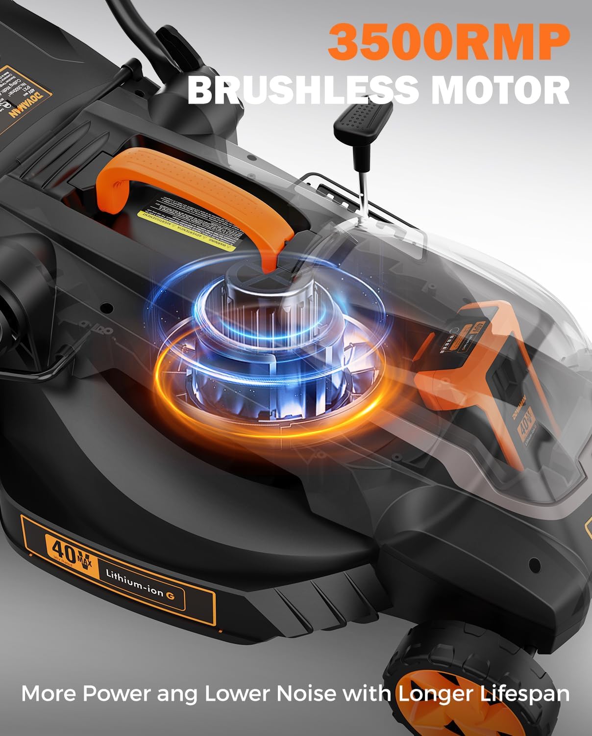 DOVAMAN LD40A 19Inch Brushless Lawn Mower, 40V Powerful Cordless Lawn Mower, Effortless Single-Lever Height Adjustment